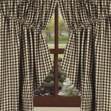 Black Nutmeg Heritage House Check Black Gathered Swag Lined C6100011 - The Fox Decor